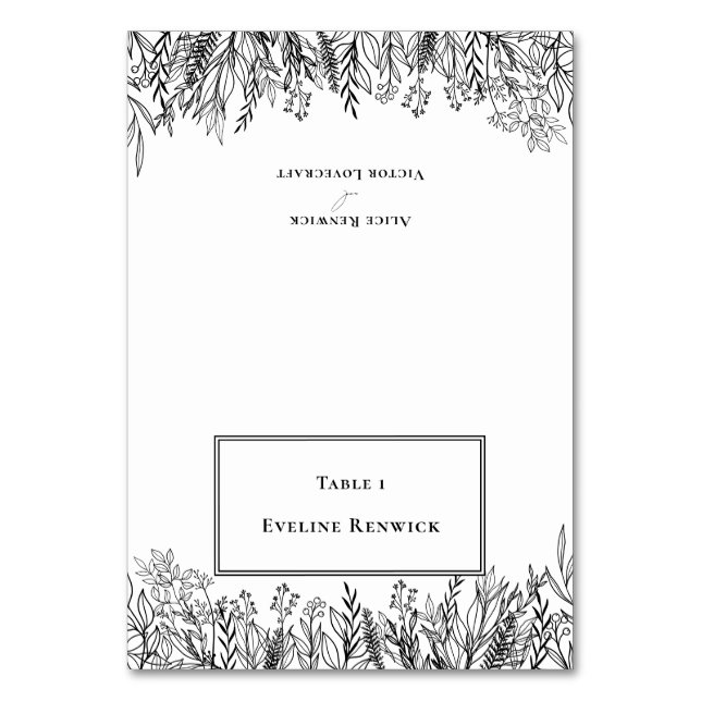 Numeração De Mesa Placa de lugar dobrável em verde branco e preto (Frente)