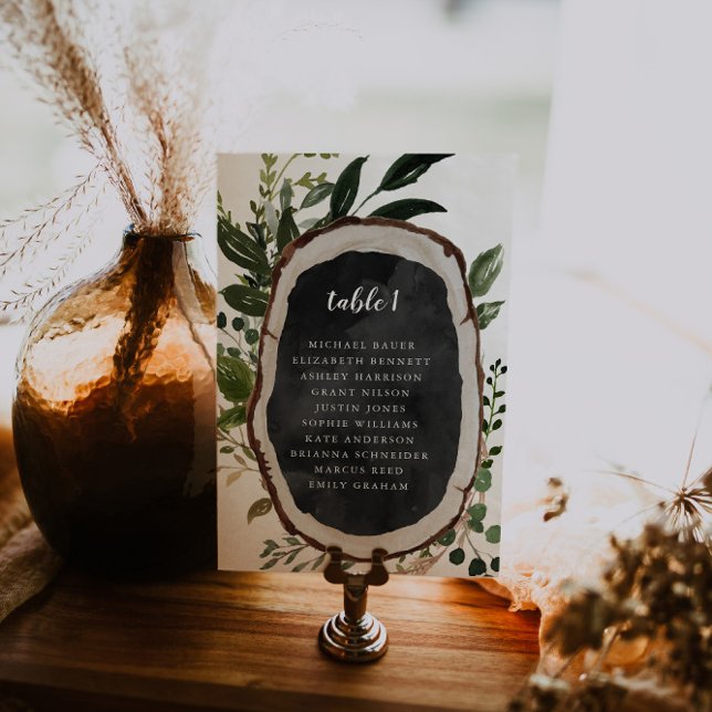 Numeração De Mesa Placa de Mesa Botânica Boho da Fatia Madeira (Criador carregado)