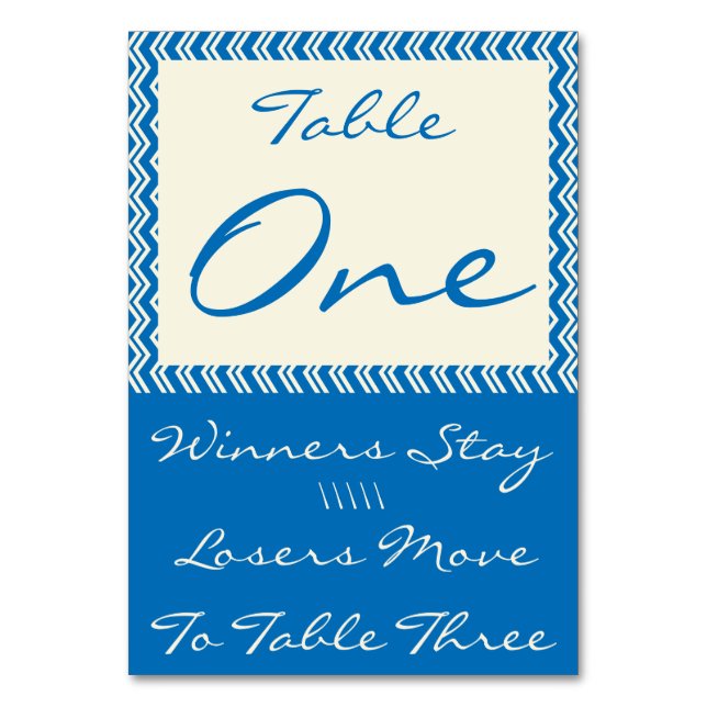 Numeração De Mesa Placa de Mesa Bunco Linen Chevron #1 (Verso)