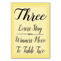 Placa de Mesa Bunco nº 3 - Faixa Na moda amarela