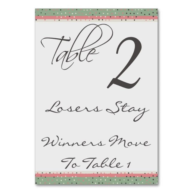 Numeração De Mesa Placa de Mesa Bunco para Na moda de Diversão nº 2 (Frente)