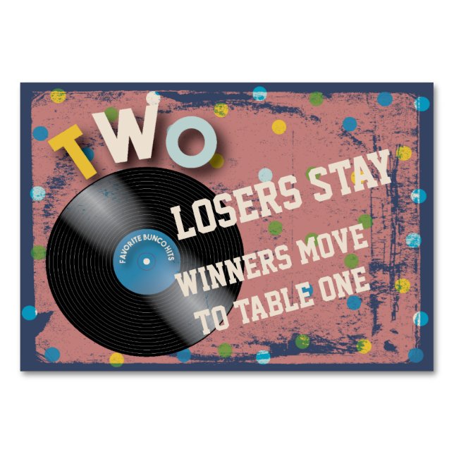 Numeração De Mesa Placa de Mesa Bunco Rock and Roll nº 2 (Frente)