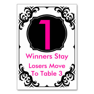 Numeração De Mesa Placa de Mesa Bunco rosa e preta -#1