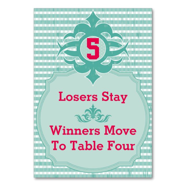 Numeração De Mesa Placa de Mesa Bunco - Xadrez nº 5 (Frente)