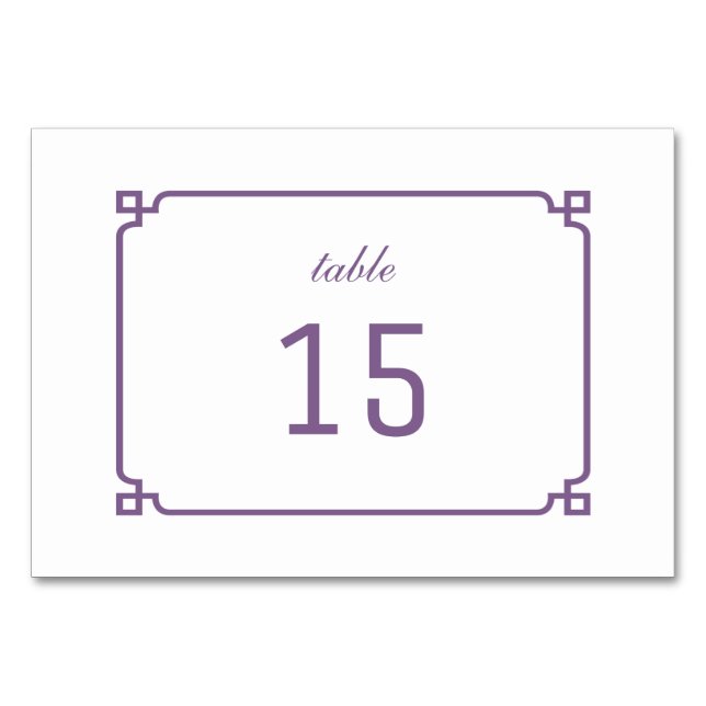 Numeração De Mesa Placa de Mesa Chic Purple Deco (Frente)