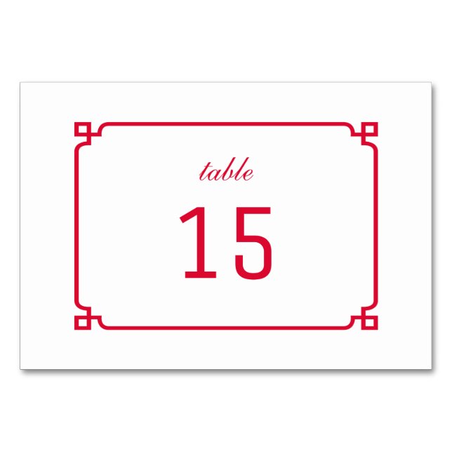 Numeração De Mesa Placa de Mesa Chic Red Deco (Frente)