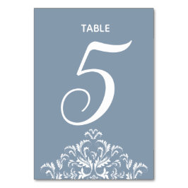 Numeração De Mesa Placa de Mesa Damask elegante Dusty Blue
