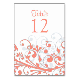 Numeração De Mesa Placa de Mesa de Abstrato de Coral de Casamento Pl