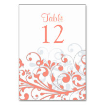 Placa de Mesa de Abstrato de Coral de Casamento Pl