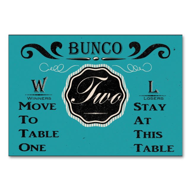 Numeração De Mesa Placa de Mesa de Bunco Vintage - nº 2 (Frente)