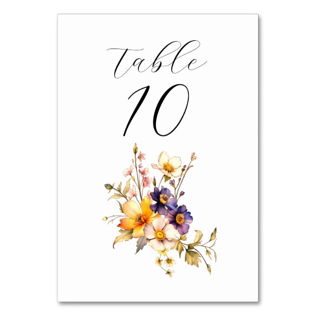 Numeração De Mesa Placa de Mesa de Casamento Eclectic Florals (Frente)