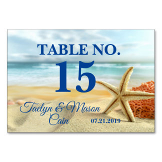 Numeração De Mesa Placa de Mesa de Cena de Praia de Casamento Tropic