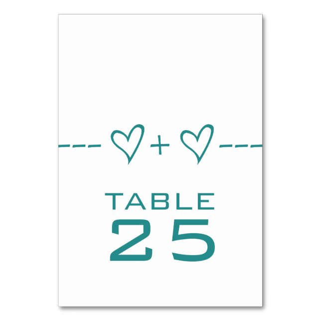 Numeração De Mesa Placa de Mesa de Equação Cardíaca Teal (Frente)