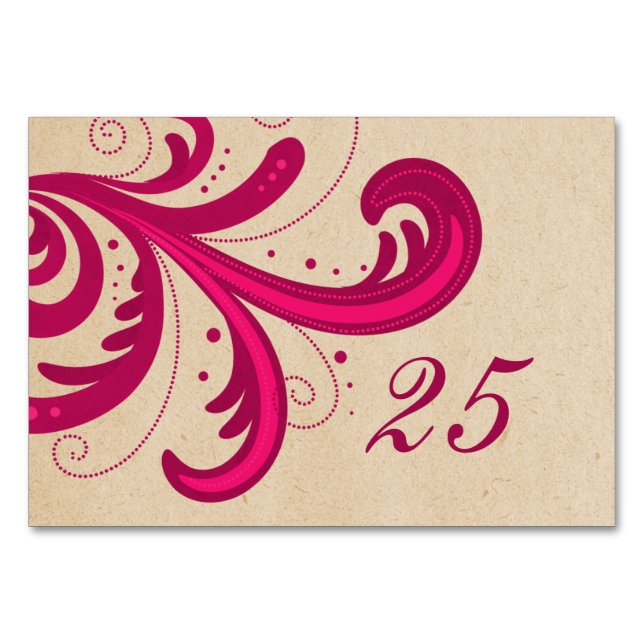 Numeração De Mesa Placa de Mesa de espiral de Na moda rosa (Frente)