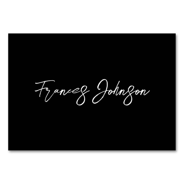 Numeração De Mesa Placa de Mesa de Nome Individual Preto e Branco (Frente)