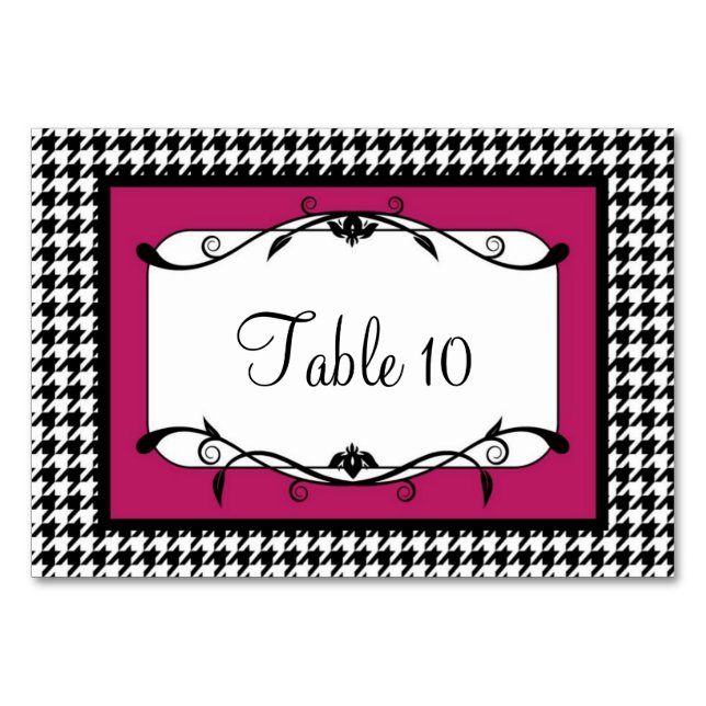 Numeração De Mesa Placa de Mesa de som preto e rosa vísivel (Frente)
