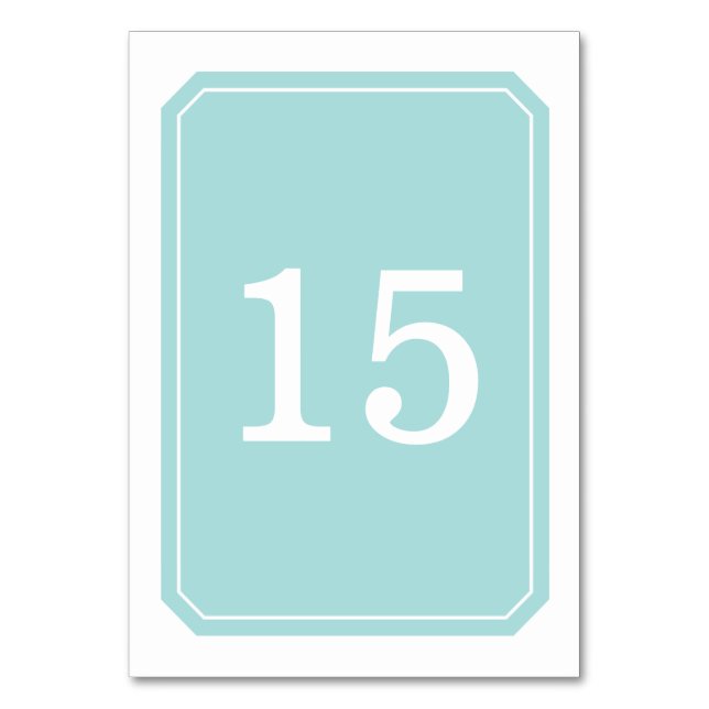 Numeração De Mesa Placa de Mesa Elegante Turquesa (Frente)