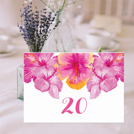 Numeração De Mesa Placa de Mesa Floral de Casamento de Hibiscus