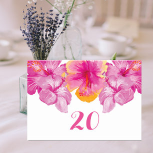 Numeração De Mesa Placa de Mesa Floral de Casamento de Hibiscus