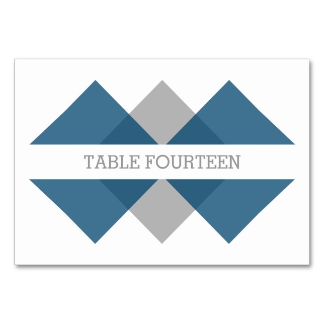 Numeração De Mesa Placa de Mesa Geométrica da Cinza Azul (Frente)