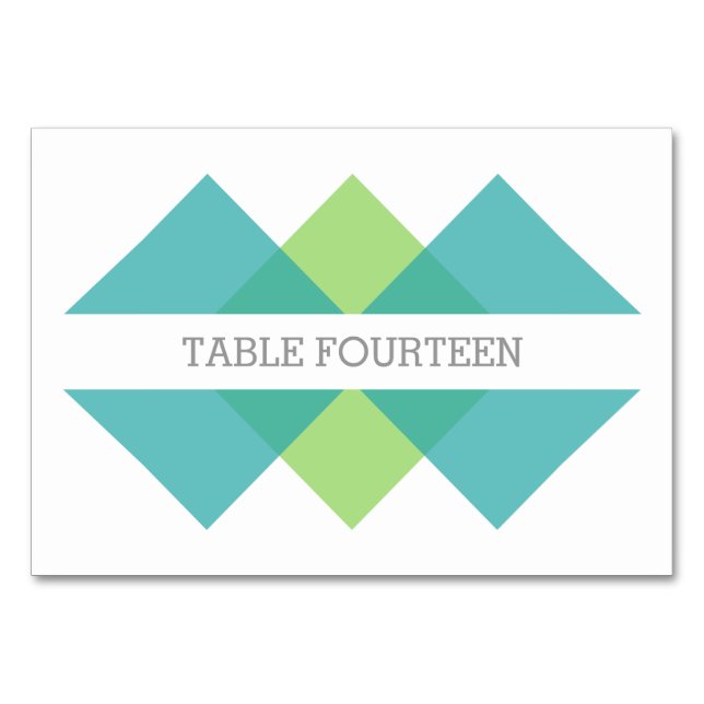 Numeração De Mesa Placa de Mesa Geométrica Verde Teal (Frente)