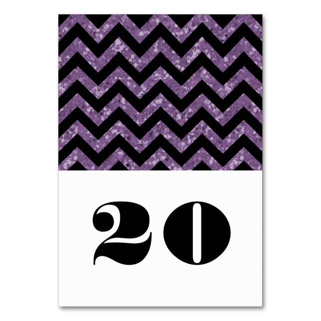 Numeração De Mesa Placa de Mesa Glitter Cevron Roxo (Frente)