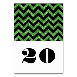 Numeração De Mesa Placa de Mesa Glitter Verde Chevron