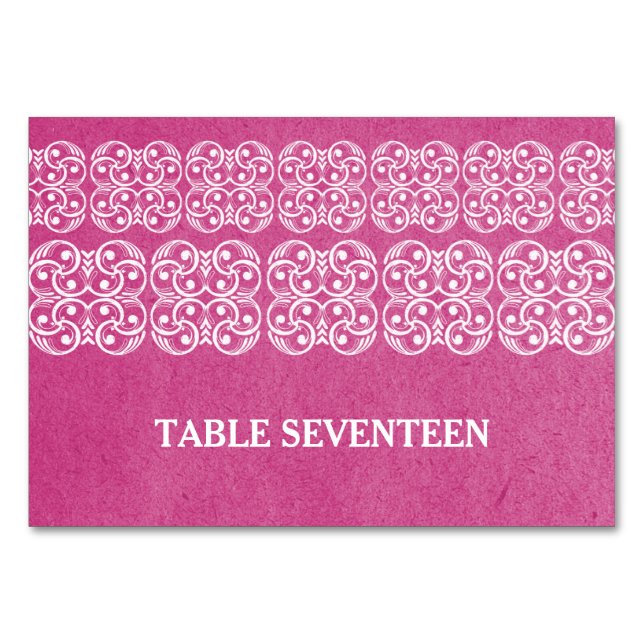 Numeração De Mesa Placa de Mesa Moderna Boêmia Rosa (Frente)