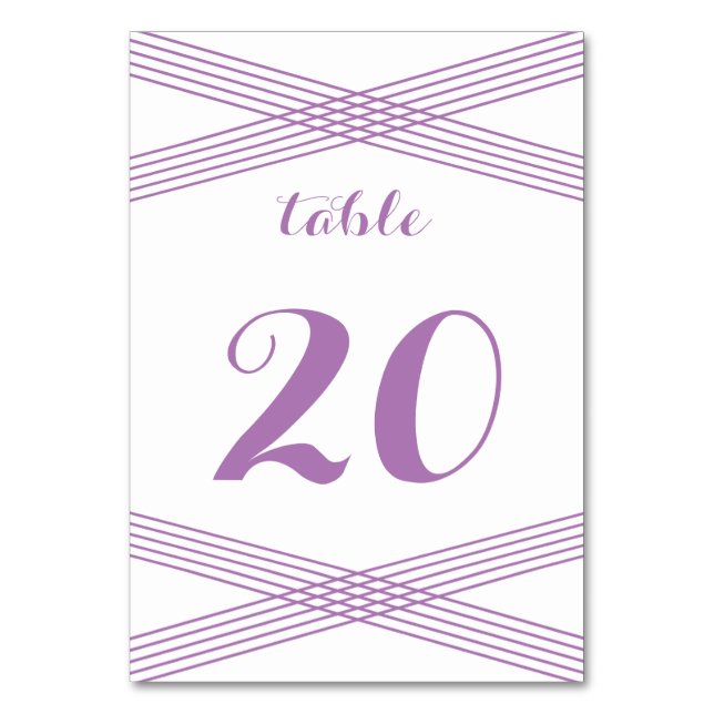 Numeração De Mesa Placa de Mesa Purple Modern Deco (Frente)