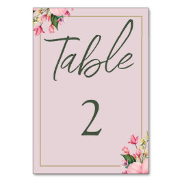 Numeração De Mesa Placa de Mesa Rosa Floral e Verde