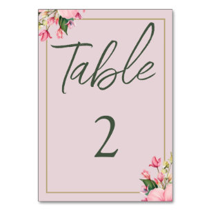 Numeração De Mesa Placa de Mesa Rosa Floral e Verde