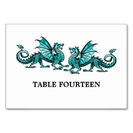 Numeração De Mesa Placa de Mesa Teal Elegant Dragon