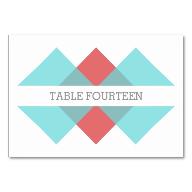 Numeração De Mesa Placa de Mesa Teal Red Geométrica Triad (Frente)
