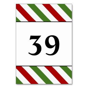 Numeração De Mesa Placa de Mesa verde, branca e vermelha riscada