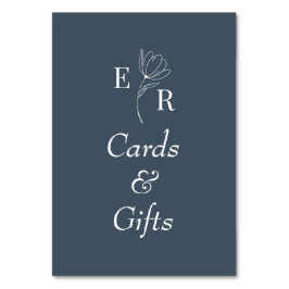 Numeração De Mesa Placa de Monograma Floral Azul Ardisia para Cartõe
