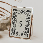 Numeração De Mesa Placa de Número da Tabela Deco de Arte Preta e Bra<br><div class="desc">Esta elegante carta de Números de Mesa Negra-Branca da Coleção Adaline apresenta todos os florais desenhados à mão, estilo deco. Cria uma impressionante primeira impressão para seus convidados de casamento! Personalize-o com seus detalhes de forma fácil e rápida. Basta pressionar o botão 'personalizar' para reorganizar e formatar o estilo e...</div>
