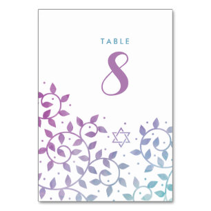 Numeração De Mesa Placa de número da tabela do Bat Mitzvah, moderna