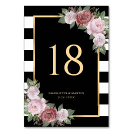 Numeração De Mesa Placa de Número da Tabela Floral Dourada Blush Pre