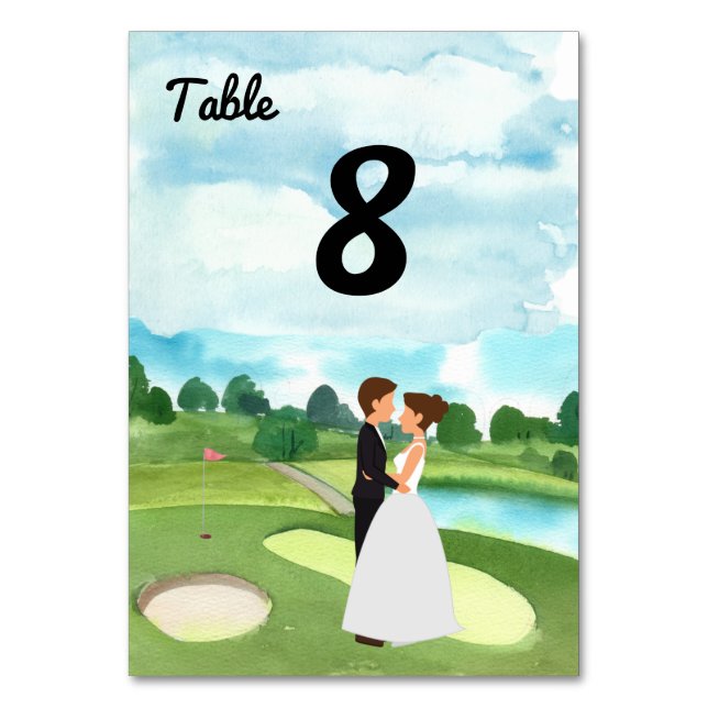 Numeração De Mesa Placa de número da tabela Golf Wedding Node & Groo (Frente)