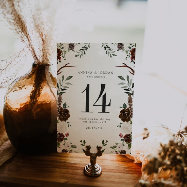 Numeração De Mesa Placa de Número de Tabela Botânica Rustic Floral B (Criador carregado)