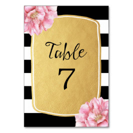 Numeração De Mesa Placa de Número de Tabela Chic Floral / Dourada