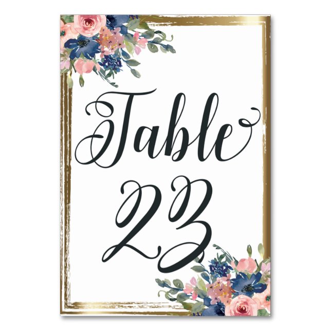 Numeração De Mesa Placa de Número de Tabela de Caligrafia Floral de  (Frente)