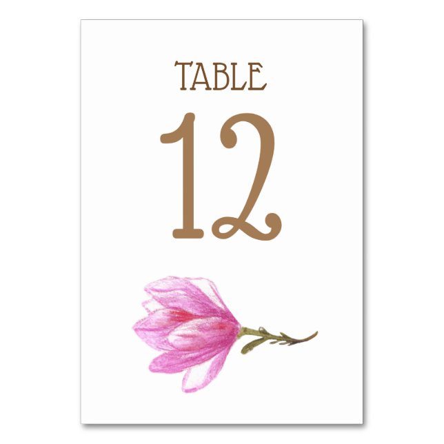 Numeração De Mesa Placa de Número de Tabela Floral Elegante (Frente)