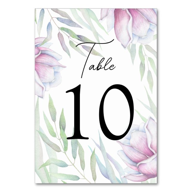 Numeração De Mesa Placa de Número de Tabela Floral Elegente Magnolia (Frente)