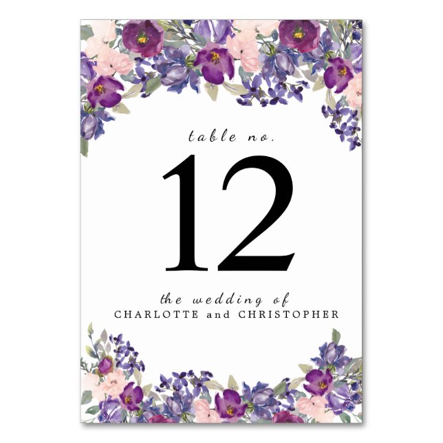 Numeração De Mesa Placa de Número de Tabela Personalizada Floral Pur (Frente)