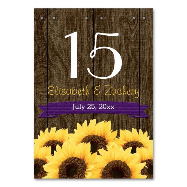 NUMERAÇÃO DE MESA PLACA DE NÚMERO DE TABELA RUSTIÇA RUSTIC SUNFLOWER (Frente)