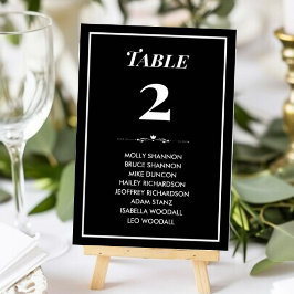 Numeração De Mesa Placa de Placa de Casamento de Casamento Preto e B