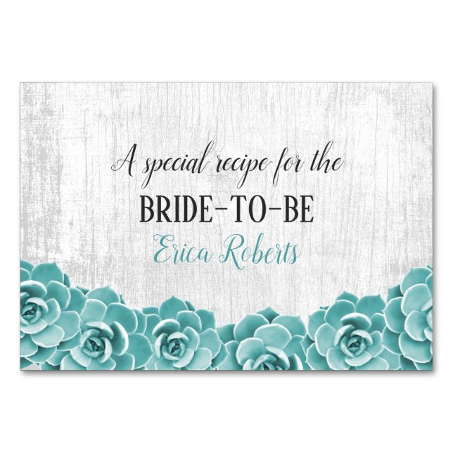 Numeração De Mesa Placa de recebimento | Elegante Floral Suculente R (Frente)