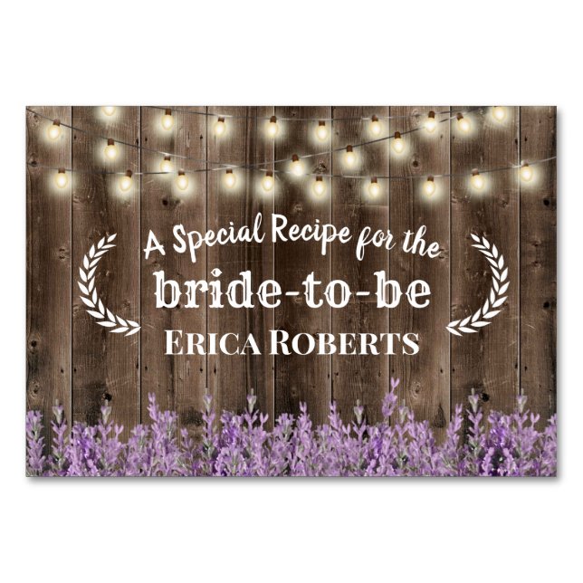 Numeração De Mesa Placa de recebimento | Madeira lavanda Floral Russ (Frente)