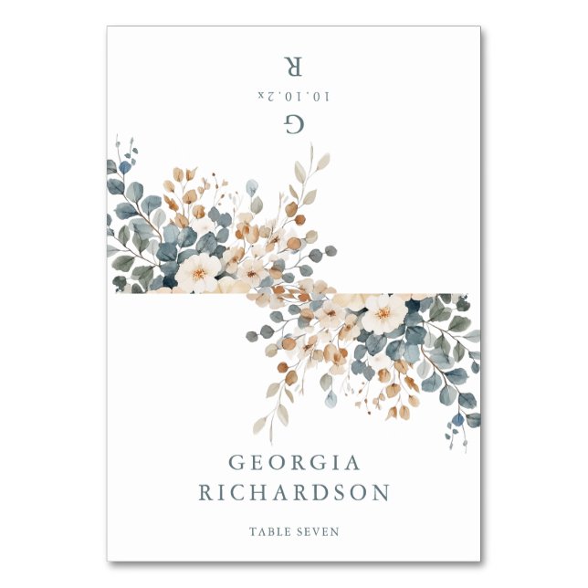 Numeração De Mesa Placa de Watercolo Floral Floral de Tonelada Terre (Frente)